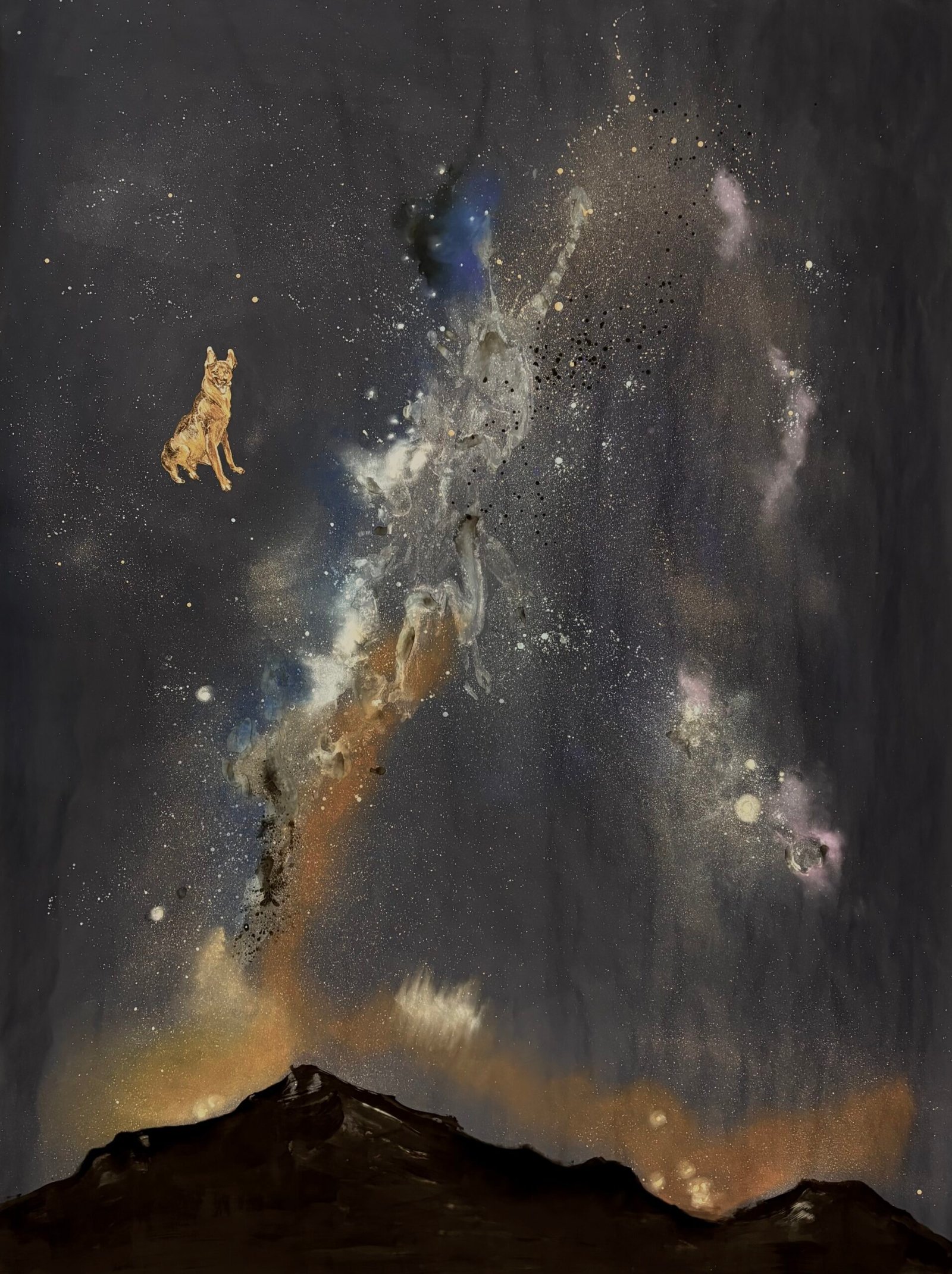 2026. Carbón , pastel, vinílica sobre papel kraft. 200 x 160 cm.